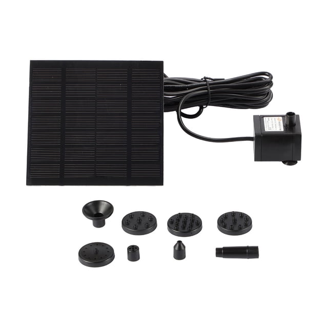 3/5W Solar Water Pump With 6 Nozzles Fountain Pump Hydroponics Submersible Pump Decorative Props For Bird Bath Pond Garden Decor ,Multi-Install Methods