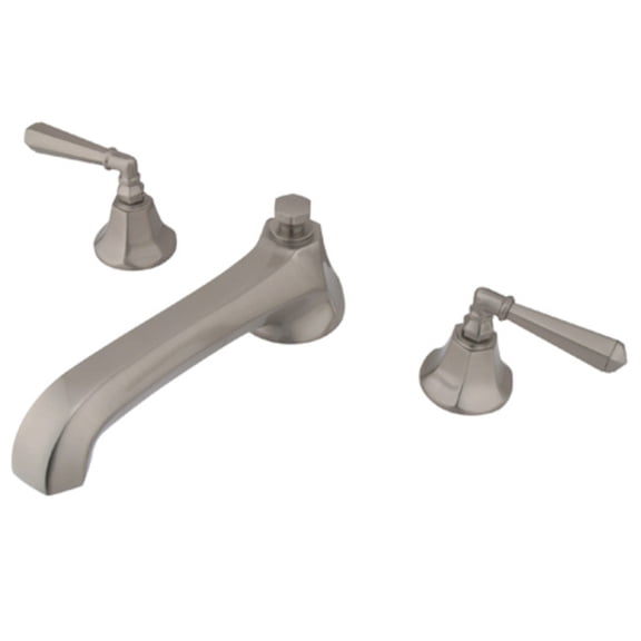 Metropolitan Double Handle Deck Mount Roman Tub Faucet Trim Hex Lever Handle, Satin Nickel