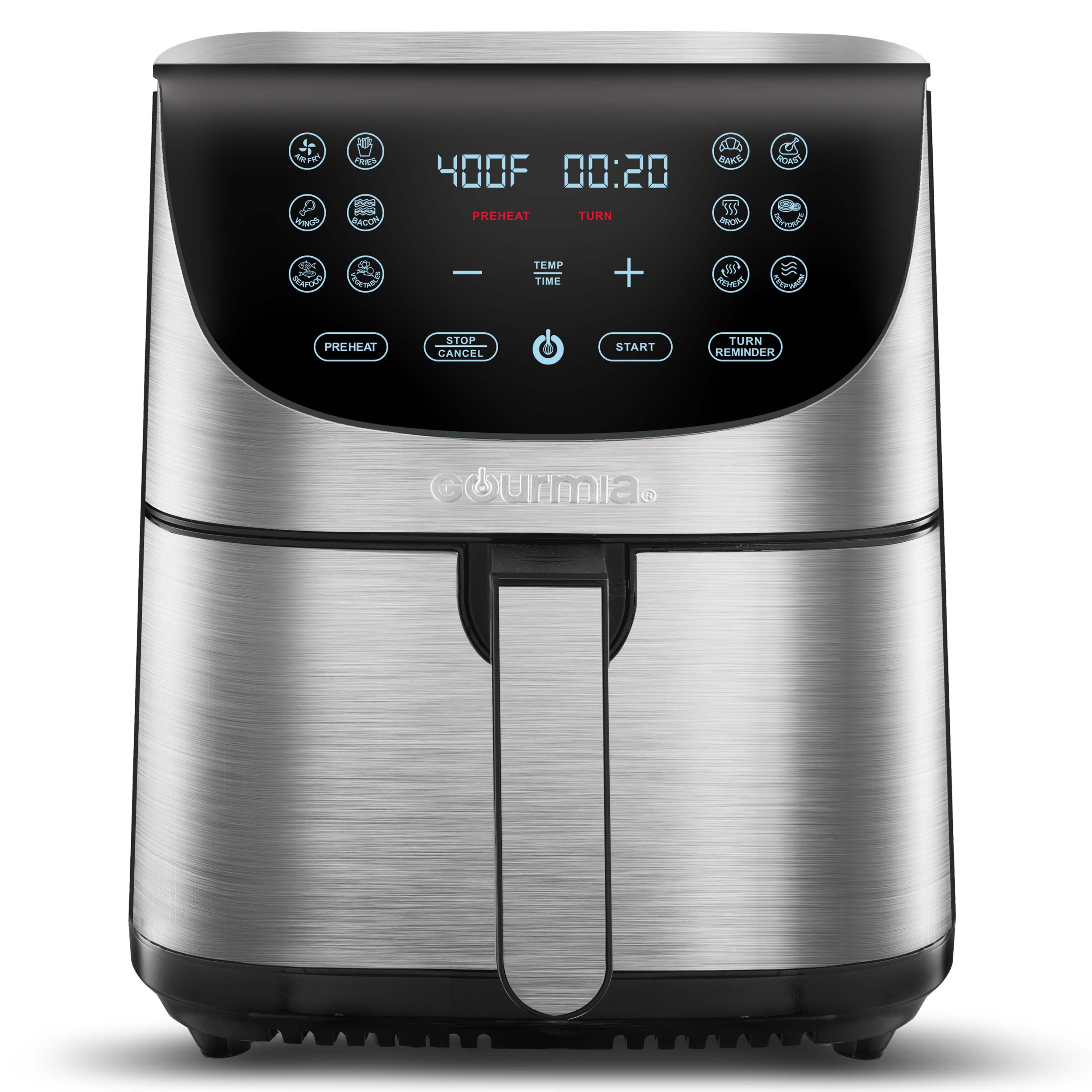 Gourmia 7-Qt Digital Air Fryer with Guided Cooking, Easy Clean, Stainless Steel