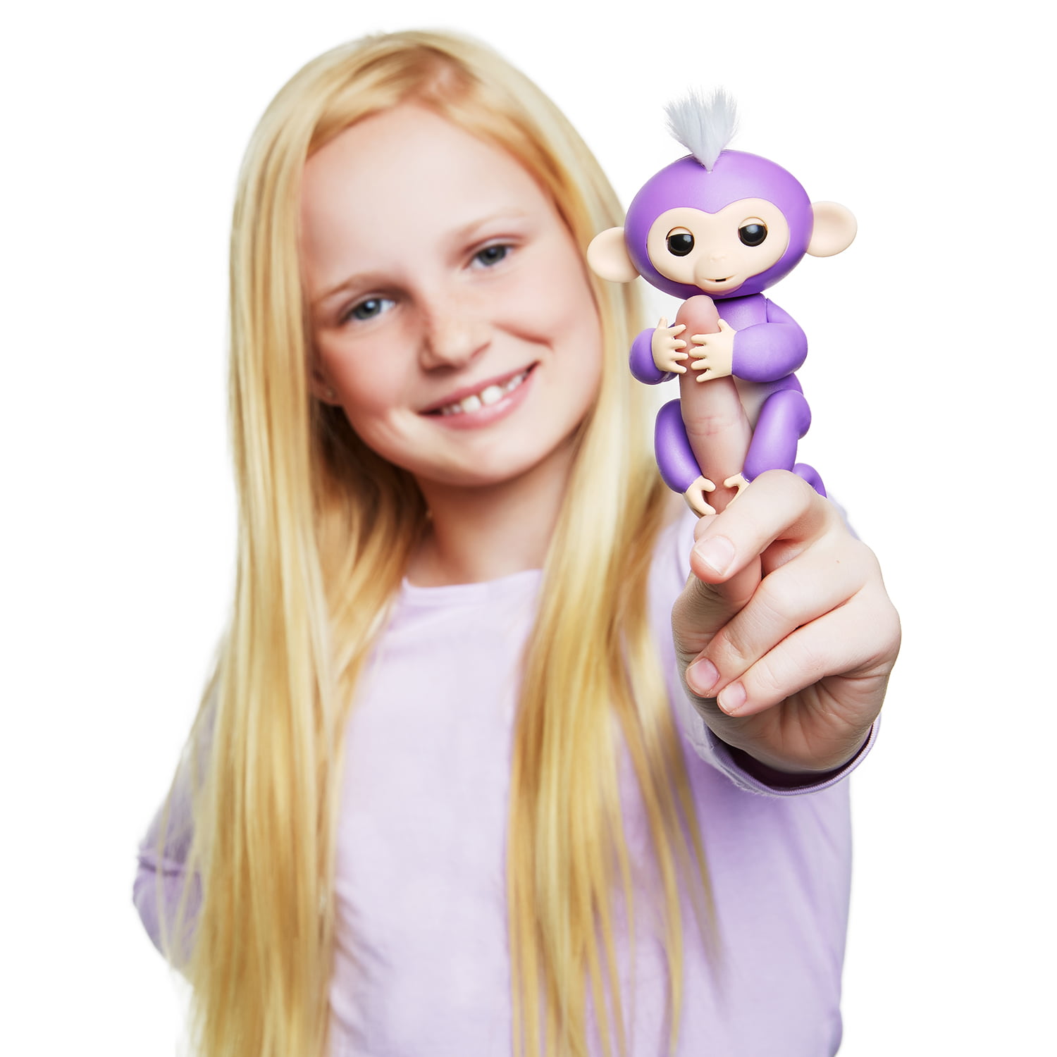 Purple with White Hair Fingerlings Mia By WowWee Interactive Baby Monkey 
