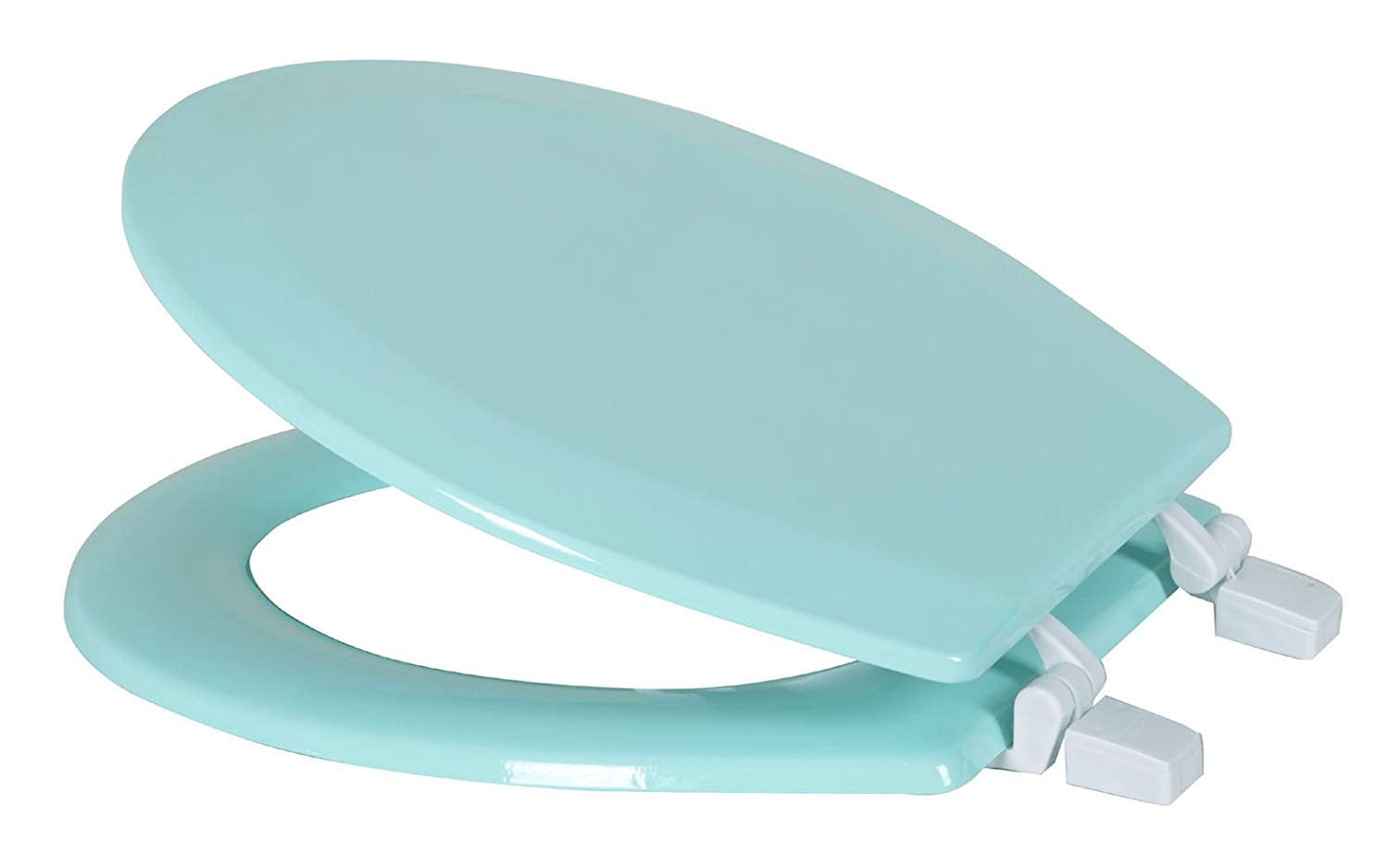 HARD WOOD 17" STANDARD ROUND TOILET SEAT WITH BEVELLED EDGE, MINT GREEN