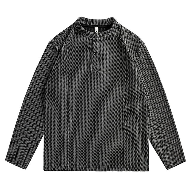 pstuiky Camisas casuales de manga larga para hombre, Blusa informal de manga larga con cuello vuelto y botones, estilo vintage, de color liso, con bolsillos y bolsillos para hombre xxxl