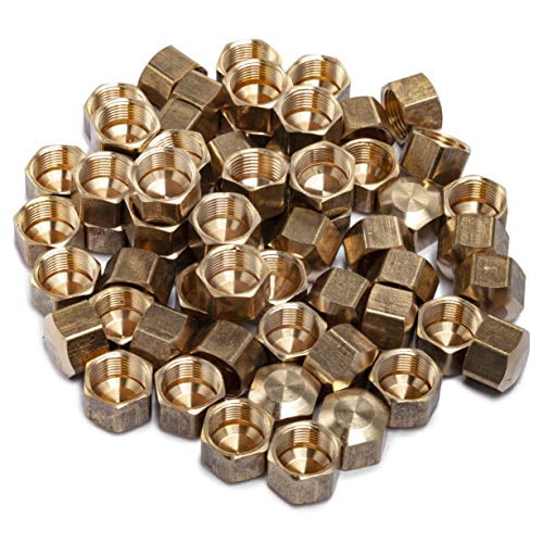LTWFITTING 3/8" Brass Compression Cap Stop Valve Cap,Brass Compression Fitting(Pack of 60)