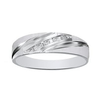 AFFY White Natural Diamond Accent Wedding Band Ring In 10k White Gold (0.07 Cttw)