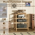 thumbnail image 5 of 4-Tier Media Stand/TV Shelf/Audio Cabinet and Media Towers, Modern Stereo Cabine,Game Console Shelf,Wooden TV Stand,Multifunctional Entertainment Center - Brown, 5 of 9