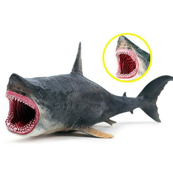 Simulation Megalodon Shark Marine Animal Fish Figurine Soft PVC Model Sea Animal Interactive Automobile Decor Capsule