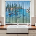 thumbnail image 2 of Ambesonne Landscape Kitchen Curtains, Calm Still Water Rocks, 55"x45", Blue Grey Green, 2 of 3