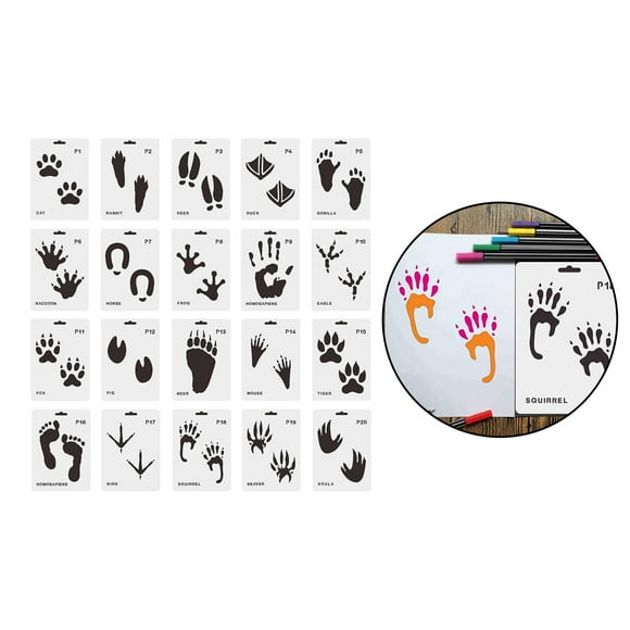 Plantilla reutilizable de pintura de aerógrafo Perfecl estampado de pata de animal