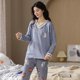 thumbnail image 1 of Conjunto de pijama de punto de algodón para mujer, ropa de dormir Floral elegante, pantalones a cuadros, Moda para el hogar, primavera y otoño, 1 of 4