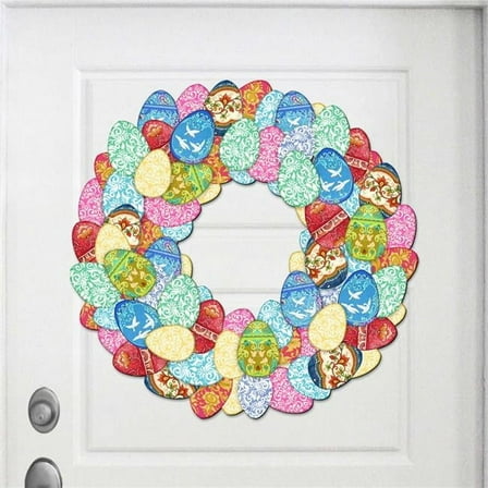 12 x 9 in. Easter Eggs Holiday Door Wreath Easter Spring Decor