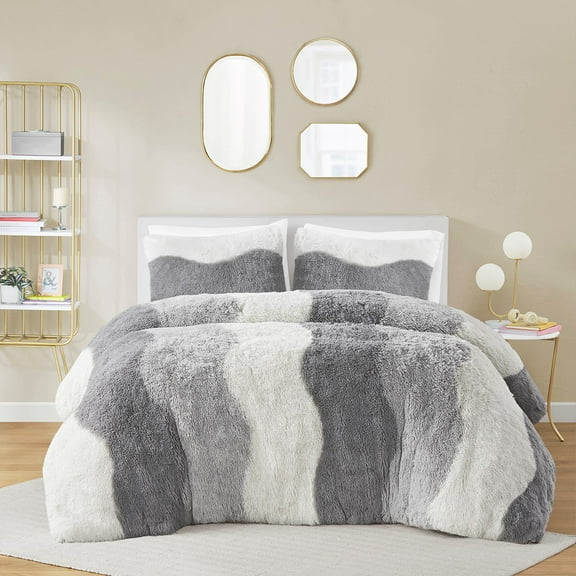 Bedding Sets, Full/Queen Ombre Shaggy Faux Fur Comforter Set, Bed Sets, Comforter Sets,