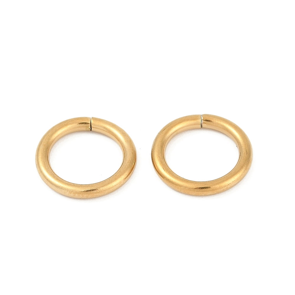 200pcs 304 Stainless Steel Open Jump Rings Round Ion Plating(IP) Rack Plating Real 18K Gold Plated 12 Gauge 14x2mm Inner Diameter: 10mm