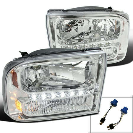 - Spec-D Tuning For 1999-2004 Ford F250 F350 Superduty 2000-2004 Excursion 1Pc Chrome Clear Led Headlights 1999 2000 2001 2002 2003 2004 (Left+Right)