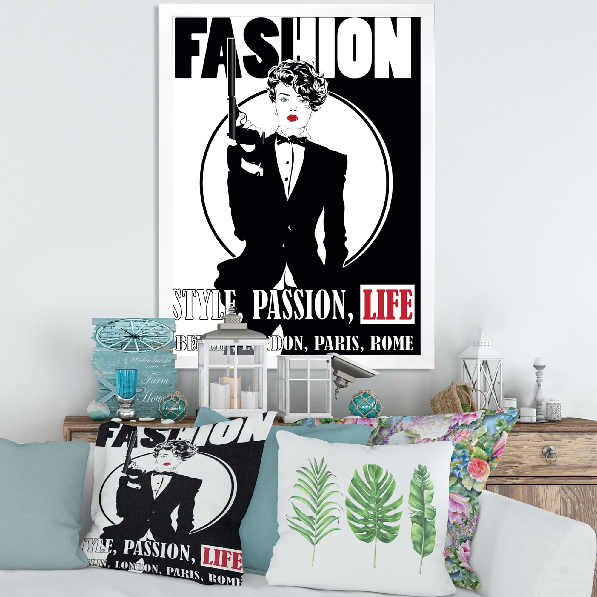 Designart 'Style Passion Life Fashion Woman II' Vintage Framed Art Print