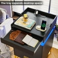 thumbnail image 3 of LED Nightstand  with 3 Drawers and 1 Pull-Out Tray,Black Nightstand with USB Port Charging Station,End Side Table with Storage and LED Lights & Metal Legs, 3 of 9