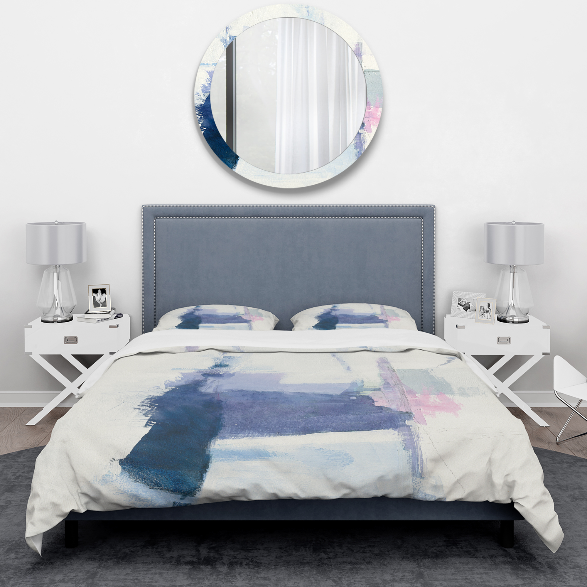 Designart 'Blue Interlude' Geometric Duvet Cover Set