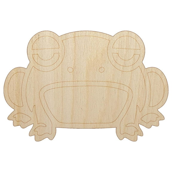 Unamused and Grumpy Frog Wood Shape Unfinished Piece Cutout Craft DIY Projects - 4.70 Inch Size - 1/8 Inch Thick
