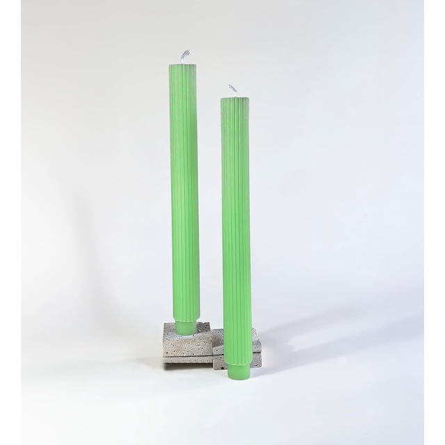 PAMELIFE 2 Pack | 10" Premium Unscented Ribbed Wick Taper Candles, Tall Ribbon Wax Dinner Unscented Modern Home Décor Soy Wax Handmade 12 Hours candlesticks (Sage Green)