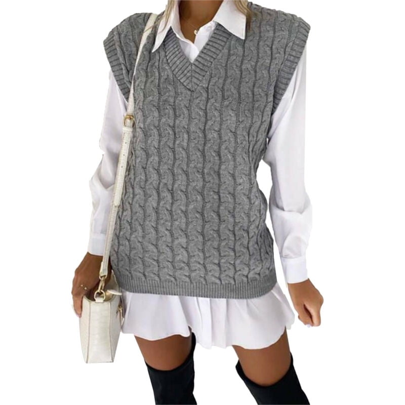 Grey M Code Womens Ladies Cable Knit 