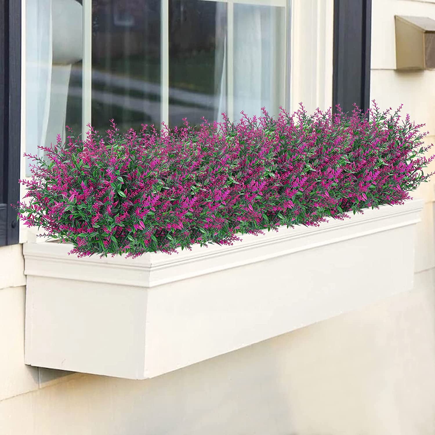 Sinhoon 12 Bundles Artificial Lavender Flowers Outdoor Fake Flowers for Decoration UV Resistant No Fade Faux Plastic Plants Garden Porch Window Box Décor (orchid)