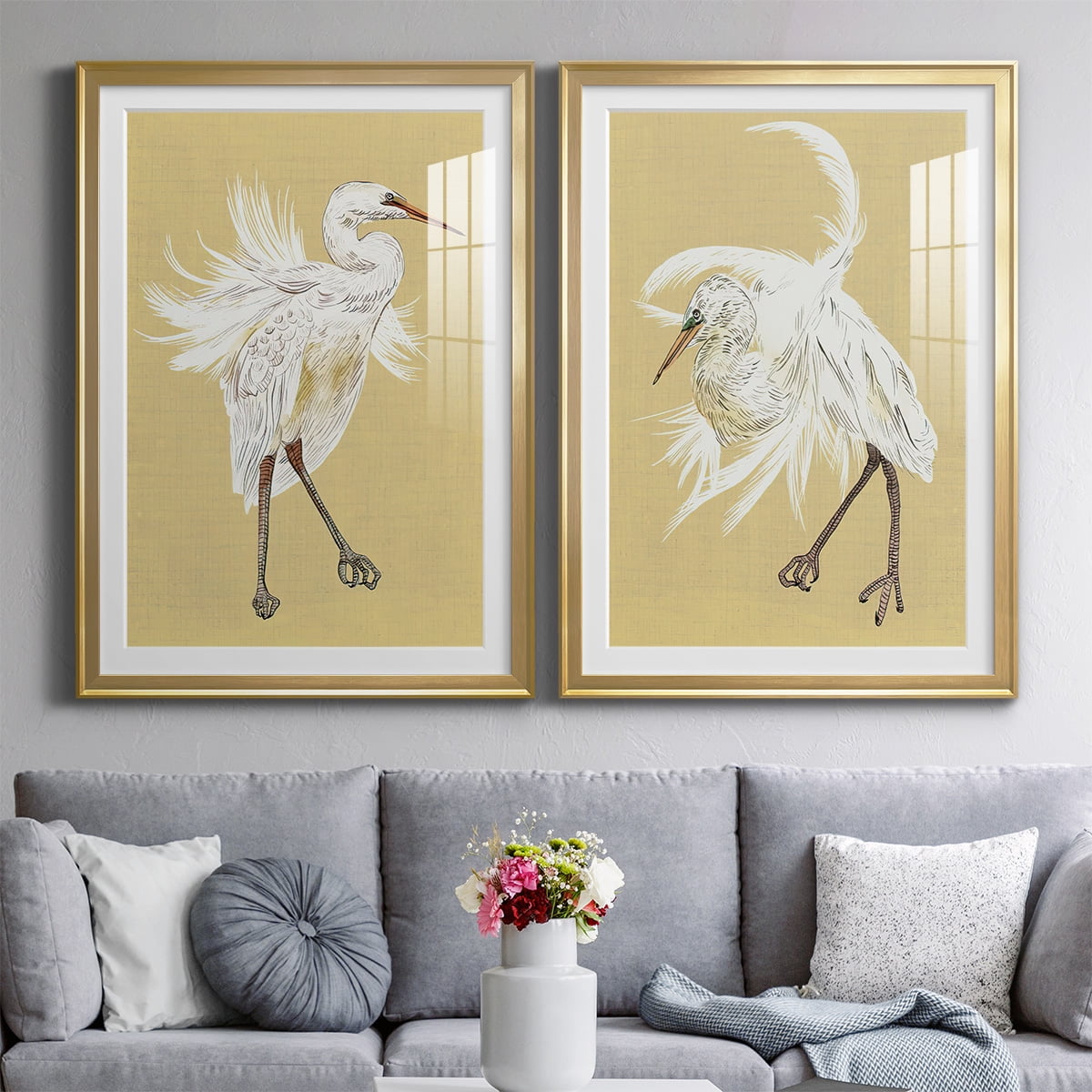 Wexford Home Heron Plumage V Premium Framed Print, 30.5" x 42.5" - Ready to Hang, Gold (Set of 2)