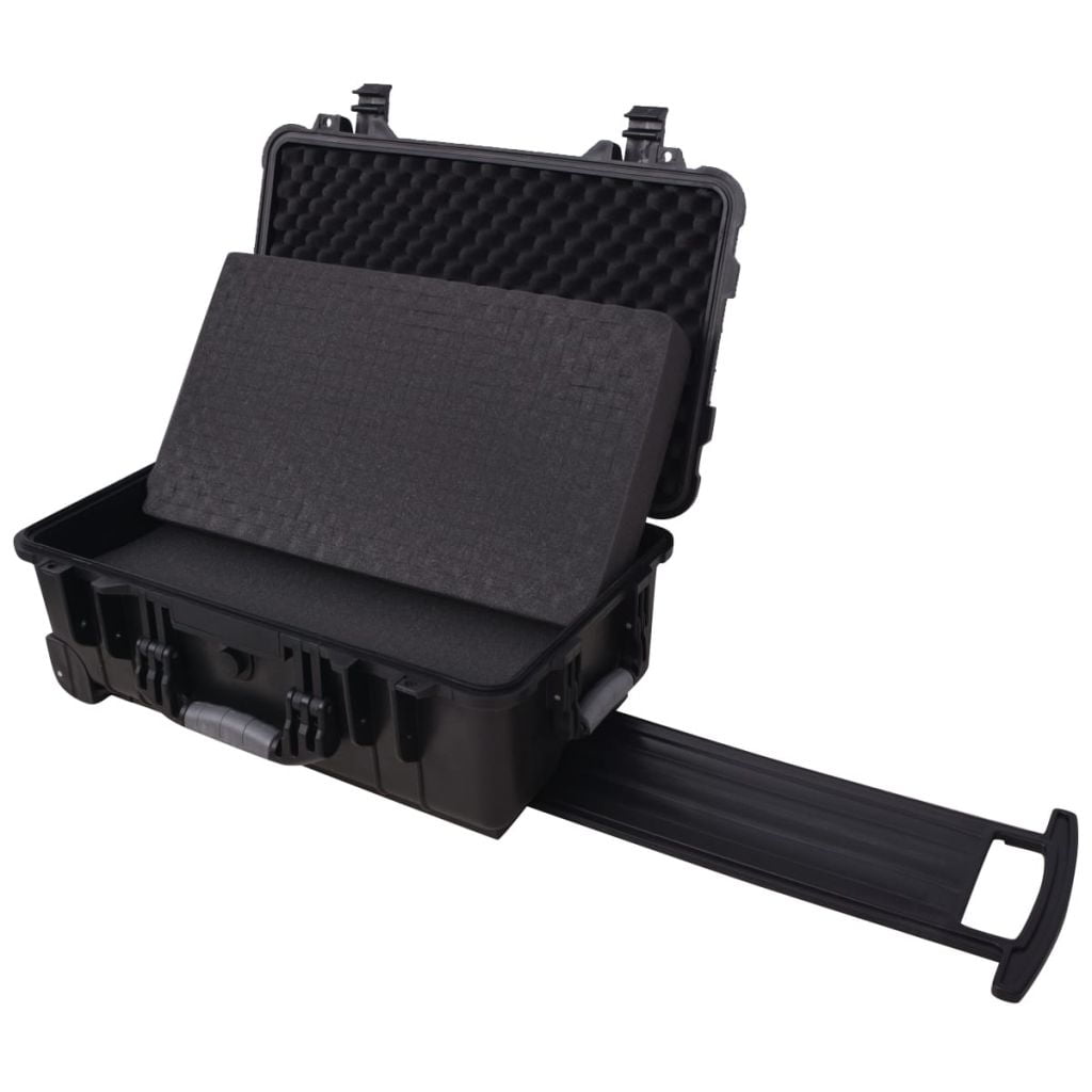 Wheel-equipped Tools Equipment Case Box Black with Pick Pluck Rolling Tool case 