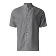thumbnail image 4 of Mens Button Down Shirt Summer Blouse Sleeveless Turtleneck Men Mens Slim Fit Dress Shirt Large Long Sleeve T Shirts Big Shirts for Men Plain Clothes Corduroy Button up Plan T Long Fit Dark Gray 2XL, 4 of 4