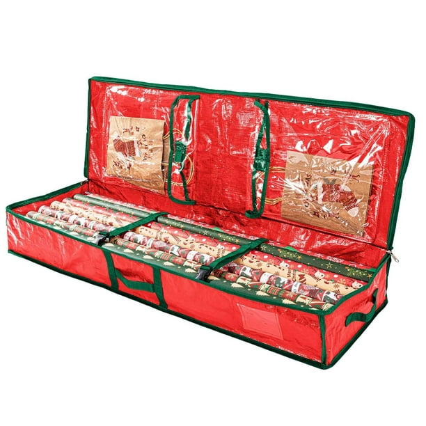 Organizador decorativo de gran capacidad para papel de regalo y accesorios navideños