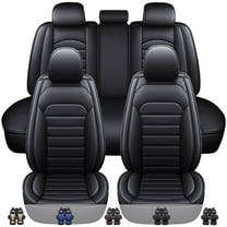 Car Seat Cover for Ford Fusion Bronco Sport EcoSport Edge Fiesta 2000-2024, Waterproof Leather Full Set Automotive Seat Protector 5 Seats Black
