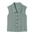 thumbnail image 4 of cocolona Summer Tank Tops for Women Lapel Sleeveless Hollow Out Button Shirts Trendy Casual Solid Color Blouses, 4 of 5