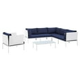 thumbnail image 2 of Modway Harmony 7-Piece  Sunbrella® Outdoor Patio Aluminum Sectional Sofa Set in White Navy, 2 of 10