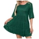 thumbnail image 1 of Minivestido de manga corta con lentejuelas brillantes: cintura holgada, color liso, para fiestas/galas, lavable a máquina, tallas S-XXL., 1 of 4