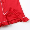 thumbnail image 6 of Odeerbi Toddler Boys Girls Cotton Pajama Sets Lapel Collar Ruffle Loungewear Children's Long Sleeves Round Neck Pajamas Watermelon Red, 6 of 7