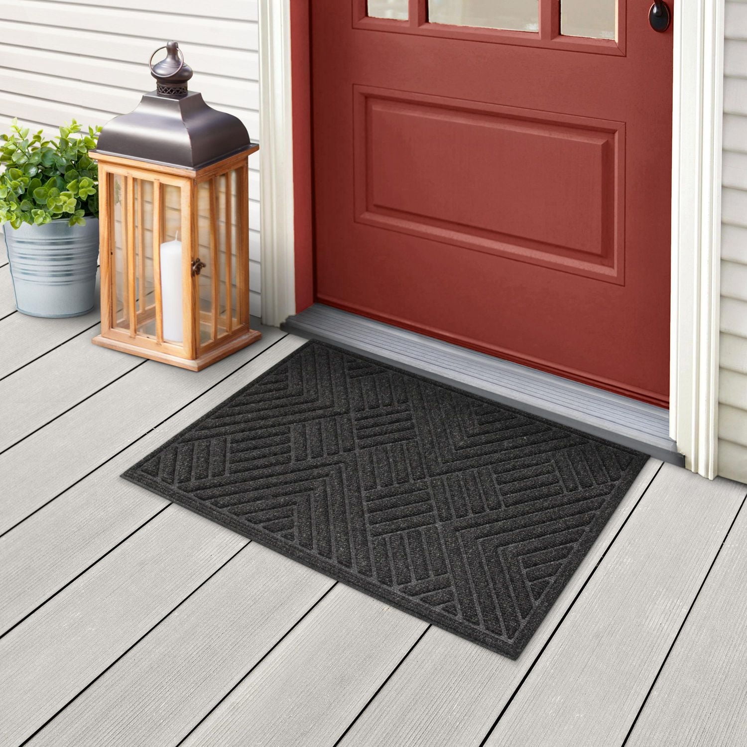 Contours "Delwood" 18-inch x 30-inch Rectangular Needlepunch Charcoal Doormat, 18-inch x 30-inch
