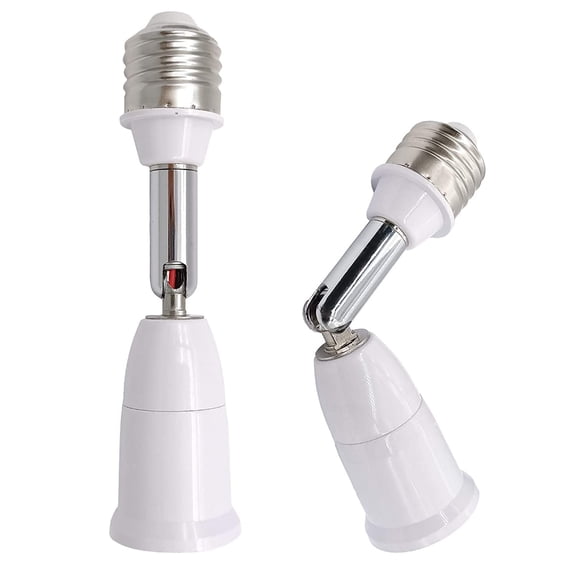 Pekkaxy E26/E27 Light Socket Extender, 4.5 Inch Extension Socket Extender Adapter, Adjustable Vertical 180°Horizontal 360°, Flexible Medium Light Bulb Socket Converter (2-Pack)