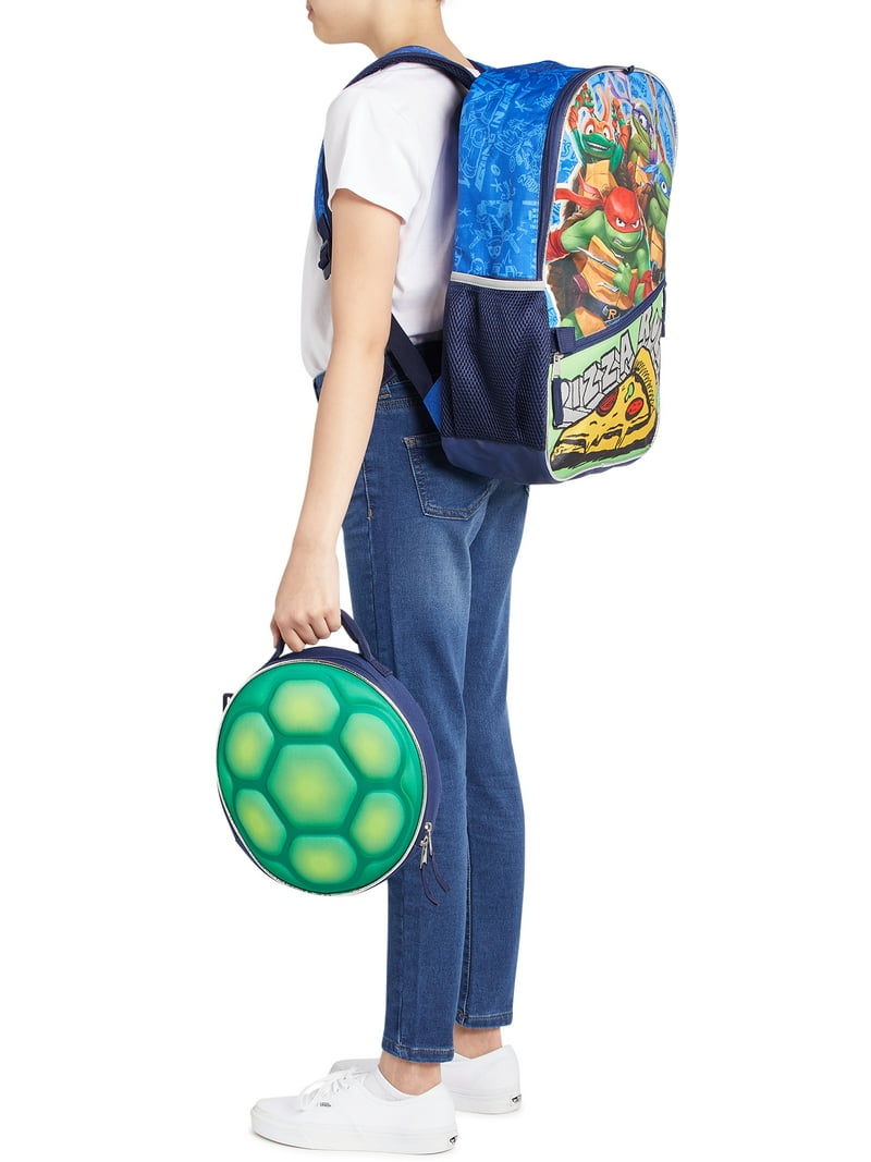 TMNT Kids 17” Pizza Backpack & Lunch Box Set, 5-Piece with Shell