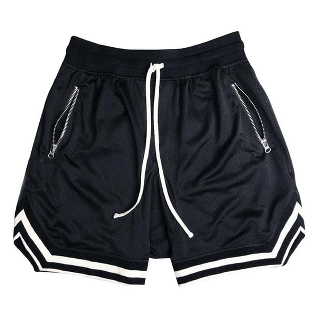 Summer Men's Sports Basketball Shorts for Muscle Fitness Running Training Jogging Capris Breathable Quick Drying Zipper Pants