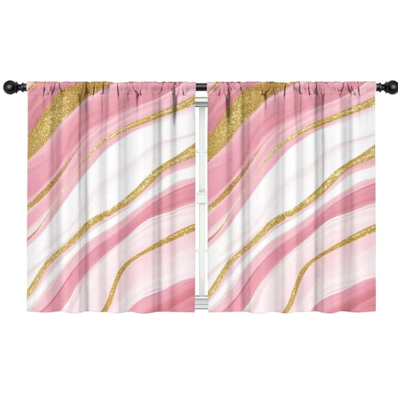 Blackout Kids Curtains,Pink White Gold Marble Pattern Childrens Insulated Curtains Set Of 2,Bedroom Essentials,Toddler Room Decor 42"x54"