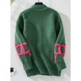 thumbnail image 2 of Owlce women sweater knitted cardigan coat autumn and winter towel embroidery letters mid-length button sweater for women, 2 of 10
