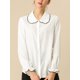thumbnail image 2 of Blusa Allegra K de Manga Larga con cuello Peter Pan y volantes Blanco L, 2 of 6