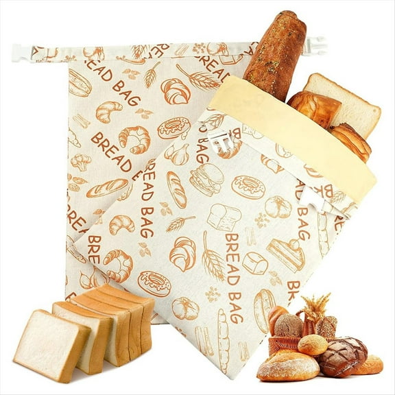 Reusable Beeswax Bread Bags(2 Pack), Bags for Sourdough/Homemade Bread, Natural Cotton Bees Wax Bag