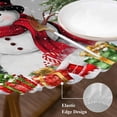 thumbnail image 3 of Grey Christmas Round Tablecloth, Fitted Table Cover with Elastic for 36"-44" Round Tables, Xmas Tree Ball Snowflake Winter Gifts Table Cloth Outdoor Indoor Dinning Party Waterproof Tablecloths, 3 of 7