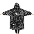 thumbnail image 2 of Oversized Wearable Blanket Hoodie,Black Halloween Spider Webs Sherpa Blanket Hoodie with Super Pockets,Super Warm Fuzzy Pullover for Women & Men, 2 of 6
