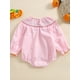 thumbnail image 5 of Pelele de bebé niña de manga larga con cuello redondo y bordado de calabaza. Conjunto para niña pequeña., 5 of 8