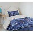 thumbnail image 4 of Ambesonne Usa Quilted Bedspread Set 2 Pcs, Chicago Skyline Night, Twin Size, Violet Blue, 4 of 6