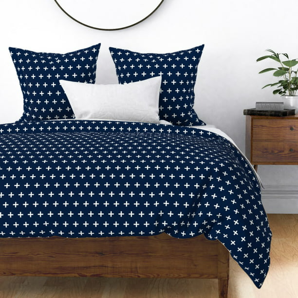 Blue Sateen Duvet Cover By Roostery, Blue Sateen Duvet Cover