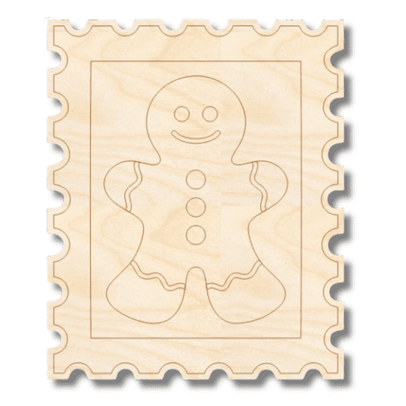 Unfinished Wood Etched Gingerbread Man Stamp Shape 12" / 1/4"