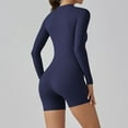thumbnail image 2 of Short Jumpsuits for Women Zip Up V Neck Gym Playsuits Bodycon Yoga Unitard Long Sleeve Sport Romper All In One Jumpsuit Workout Sports Outfits Running Fitness Bodysuits, 2 of 7