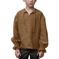 thumbnail image 2 of Domuza Boys Medieval Pirate Shirt Kids Renaissance Halloween Scottish Jacobite Costume Tops Brown 120, 2 of 4