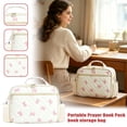 thumbnail image 2 of Portable Quilted Padded Book Storage Bag With Detachable Shoulder Strap, Cute Pink Bow Print Dustproof Bible Prayer Book Carry Case Multi Pocket Zipper Tote For Women Church Travel Daily, 2 of 6